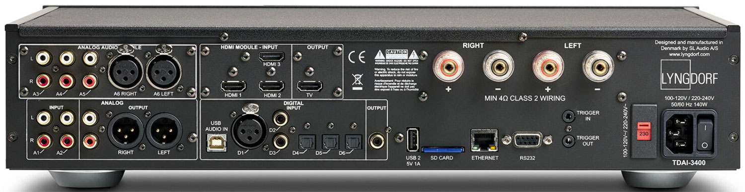 Złącza LYNGDORF TDAI-3400 Analog Phono HDMI